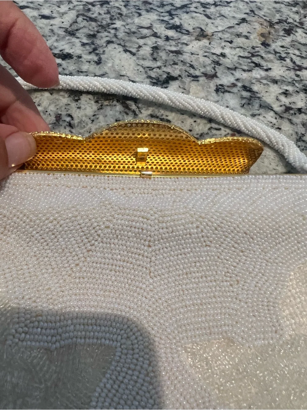 Voguemont MCM Elegant White Beaded Women’s Evening Bag